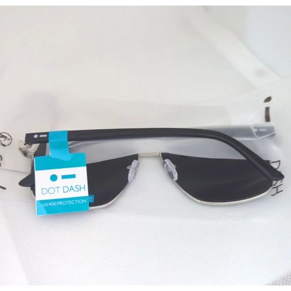 Dot Dash Whizz Square Aviator Unisex Sunglasses - Silver Chrome/Grey